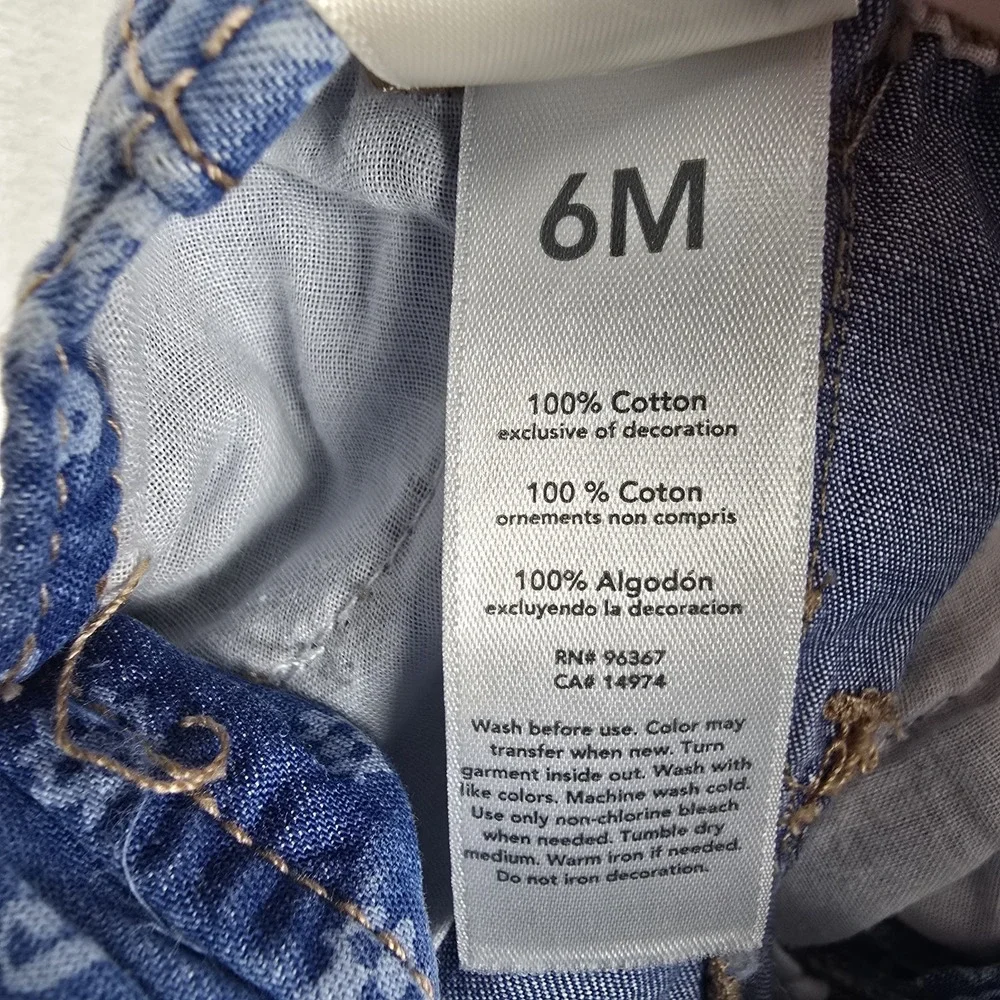 Oshkosh‎ B'gosh Blue Patchwork Farmer Baby Size 6 Month Overalls